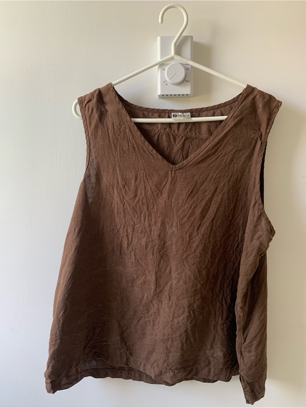 Spirit Brown V-Neck Linen Tank